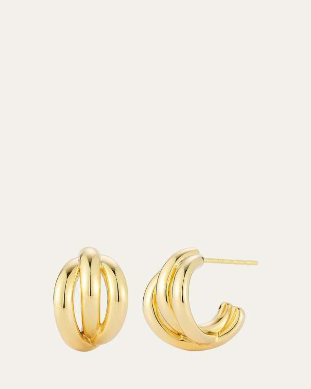 14K Yellow Gold Knot Huggie Earrings